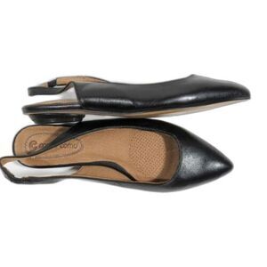 Corso Como Flats Black Leather Flats Strap Heel Size 6 Made In Brazil